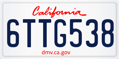 CA license plate 6TTG538