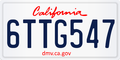 CA license plate 6TTG547