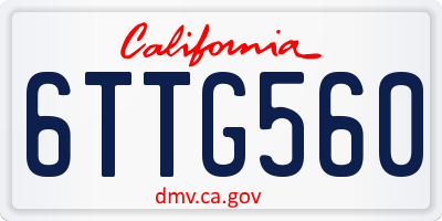 CA license plate 6TTG560