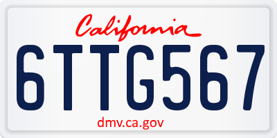 CA license plate 6TTG567