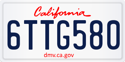 CA license plate 6TTG580