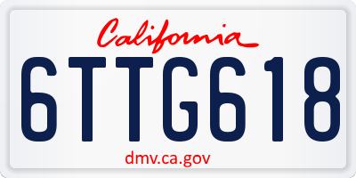 CA license plate 6TTG618