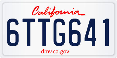 CA license plate 6TTG641