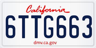 CA license plate 6TTG663
