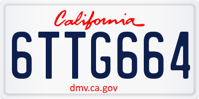 CA license plate 6TTG664