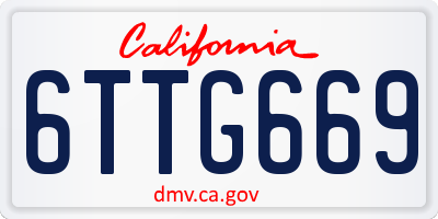 CA license plate 6TTG669