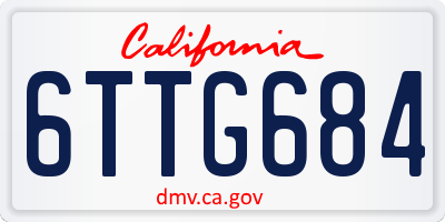CA license plate 6TTG684