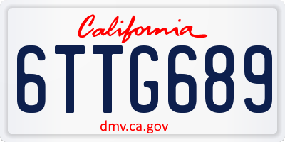 CA license plate 6TTG689