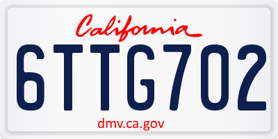 CA license plate 6TTG702