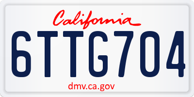 CA license plate 6TTG704