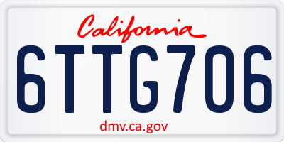CA license plate 6TTG706