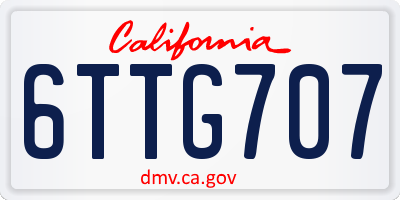 CA license plate 6TTG707