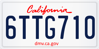 CA license plate 6TTG710