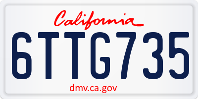 CA license plate 6TTG735