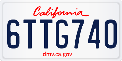 CA license plate 6TTG740
