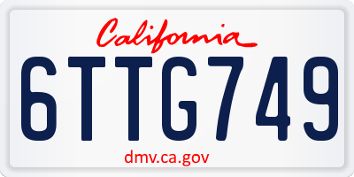 CA license plate 6TTG749