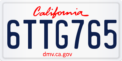 CA license plate 6TTG765