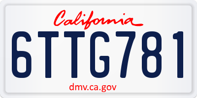 CA license plate 6TTG781