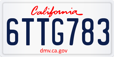 CA license plate 6TTG783