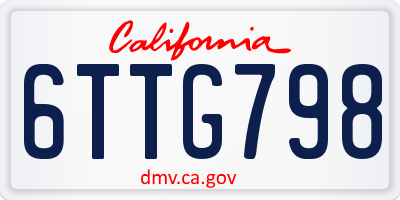 CA license plate 6TTG798