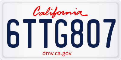 CA license plate 6TTG807