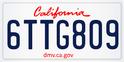 CA license plate 6TTG809