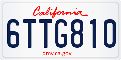 CA license plate 6TTG810