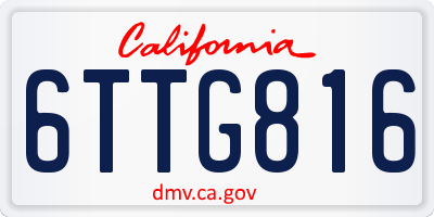 CA license plate 6TTG816