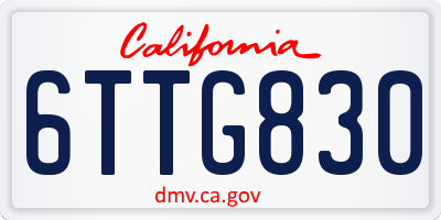 CA license plate 6TTG830
