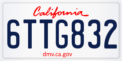 CA license plate 6TTG832