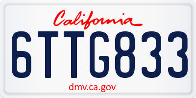 CA license plate 6TTG833