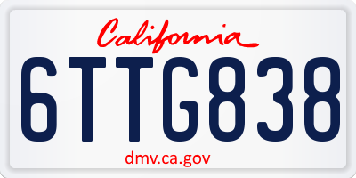 CA license plate 6TTG838