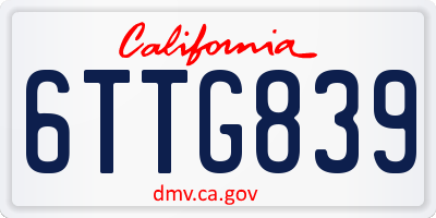 CA license plate 6TTG839
