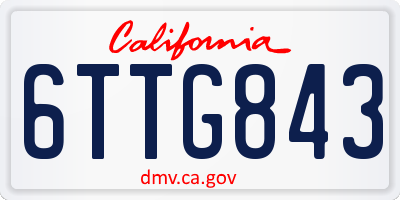 CA license plate 6TTG843