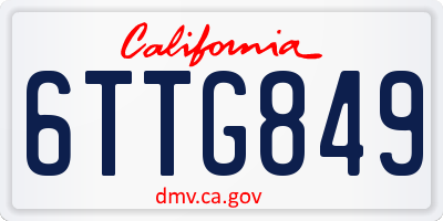 CA license plate 6TTG849