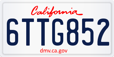 CA license plate 6TTG852
