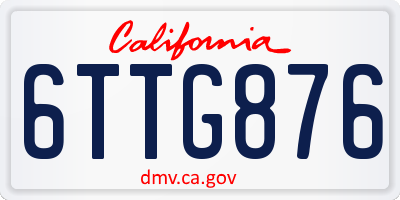 CA license plate 6TTG876