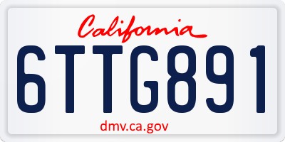 CA license plate 6TTG891