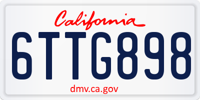 CA license plate 6TTG898