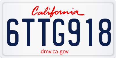 CA license plate 6TTG918