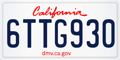 CA license plate 6TTG930