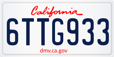 CA license plate 6TTG933