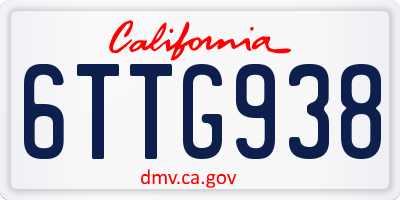 CA license plate 6TTG938