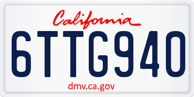 CA license plate 6TTG940