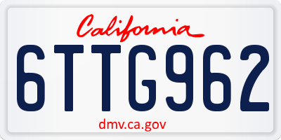 CA license plate 6TTG962
