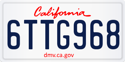 CA license plate 6TTG968