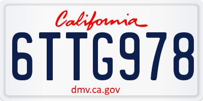CA license plate 6TTG978