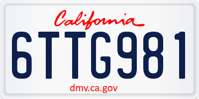 CA license plate 6TTG981