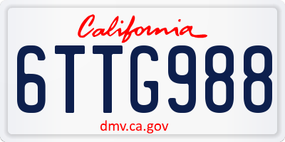 CA license plate 6TTG988