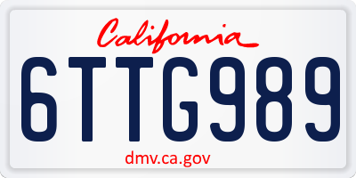 CA license plate 6TTG989